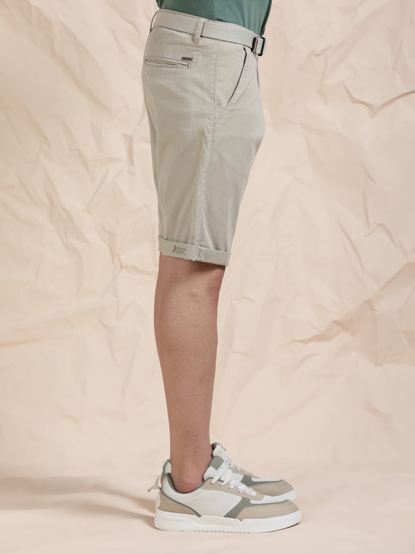 Cross Pocket Sand Shorts with Belt