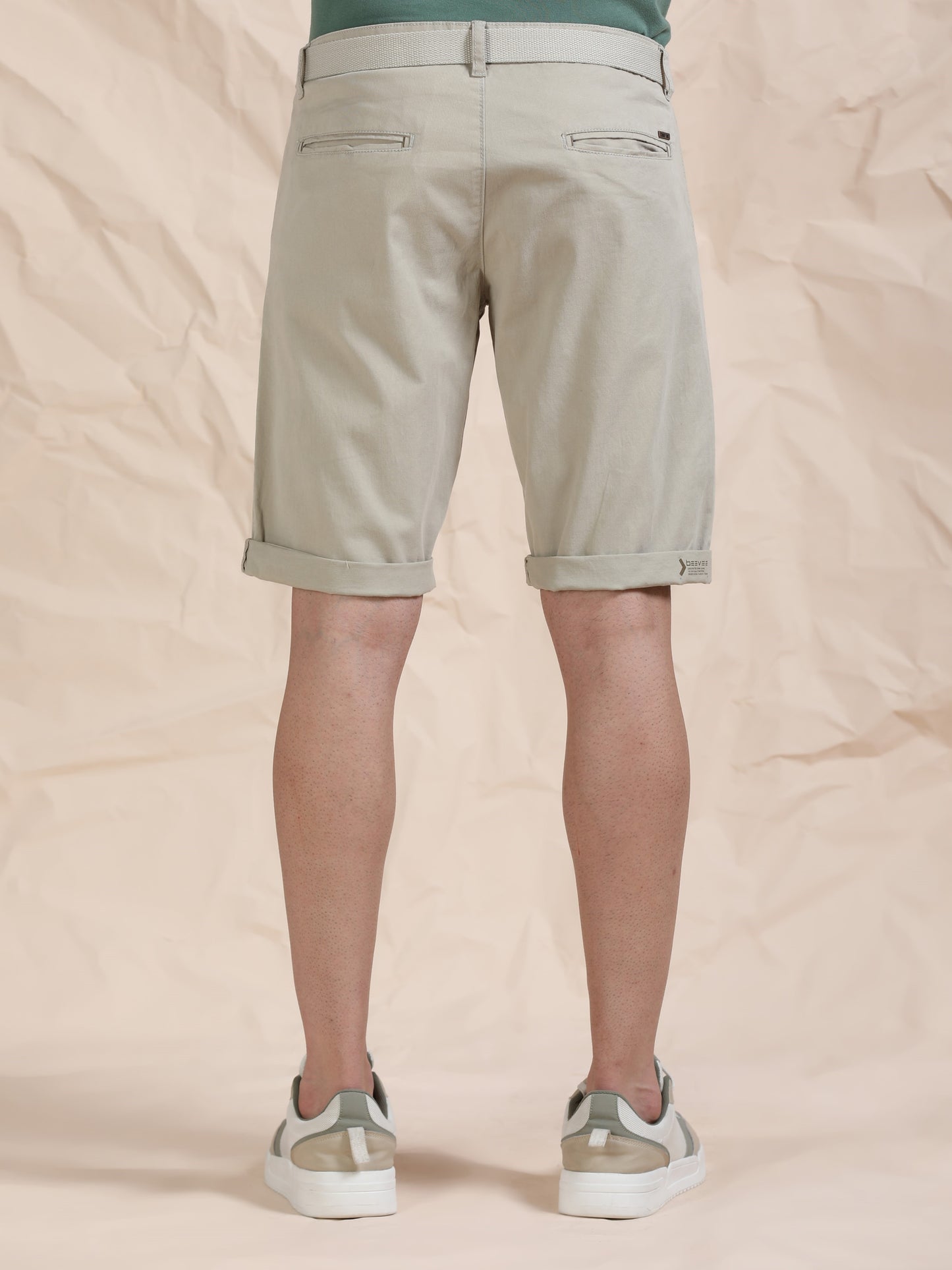 Cross Pocket Sand Shorts with Belt