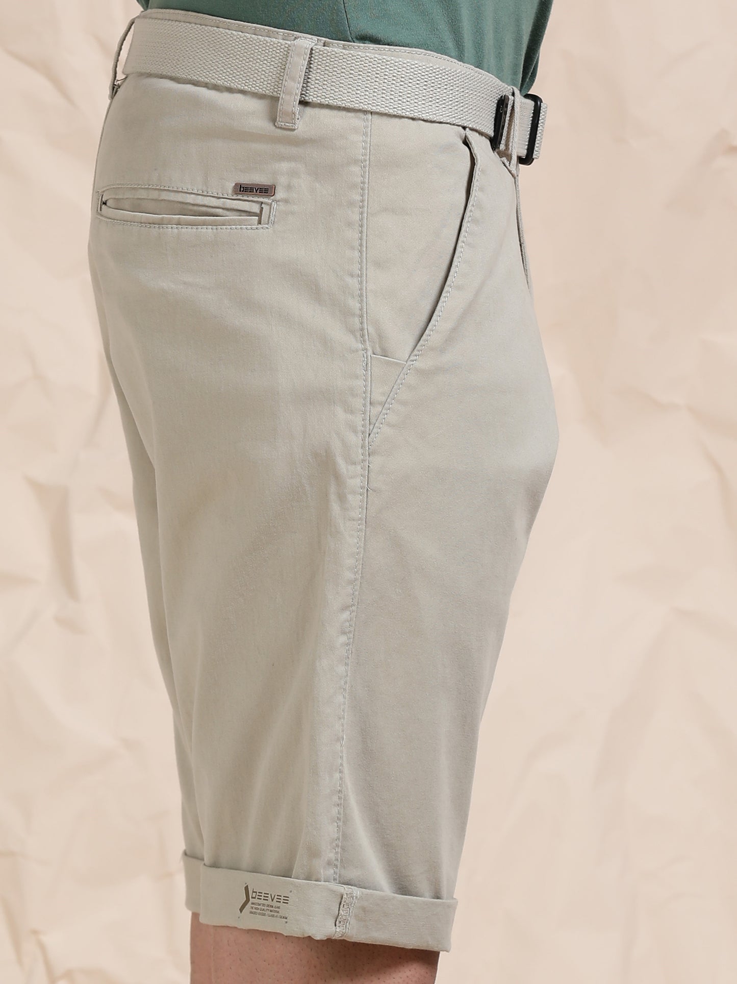 Cross Pocket Sand Shorts with Belt