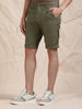 Cross Pocket Olive Shorts with Metal Button