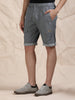 Men's Light Grey Solid Cotton Lycra Mid-Rise Casual Shorts