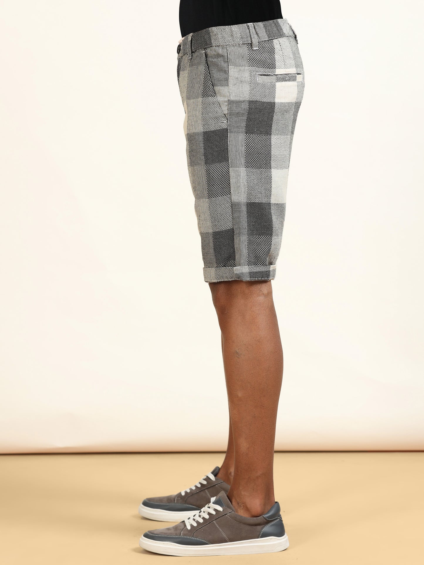 Elasticated Waist Multi Color Yarn Dyed Check Shorts