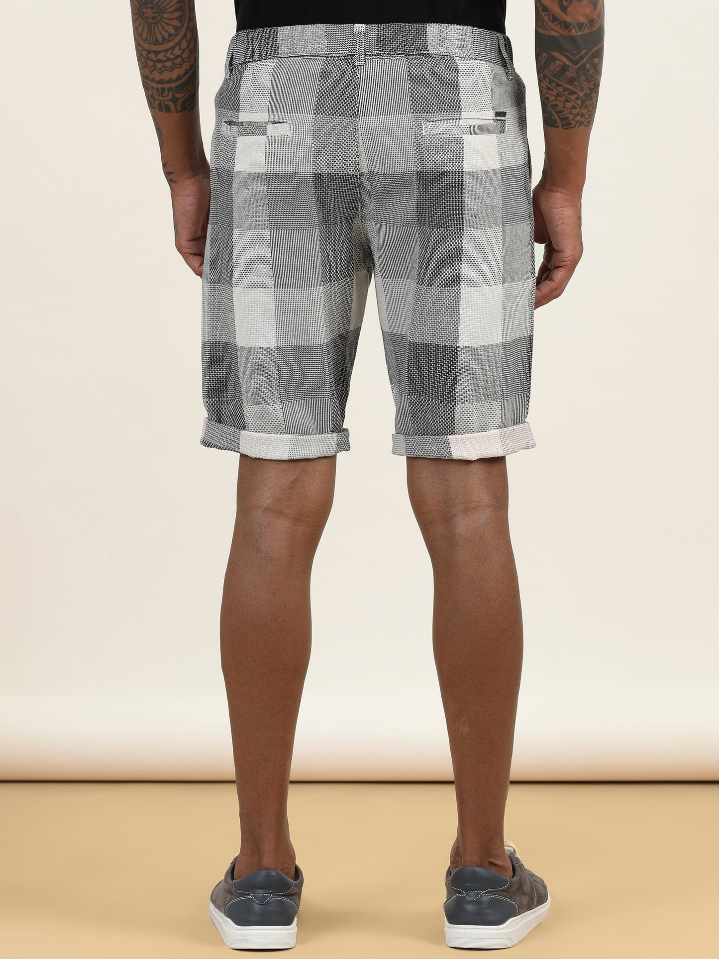Elasticated Waist Multi Color Yarn Dyed Check Shorts