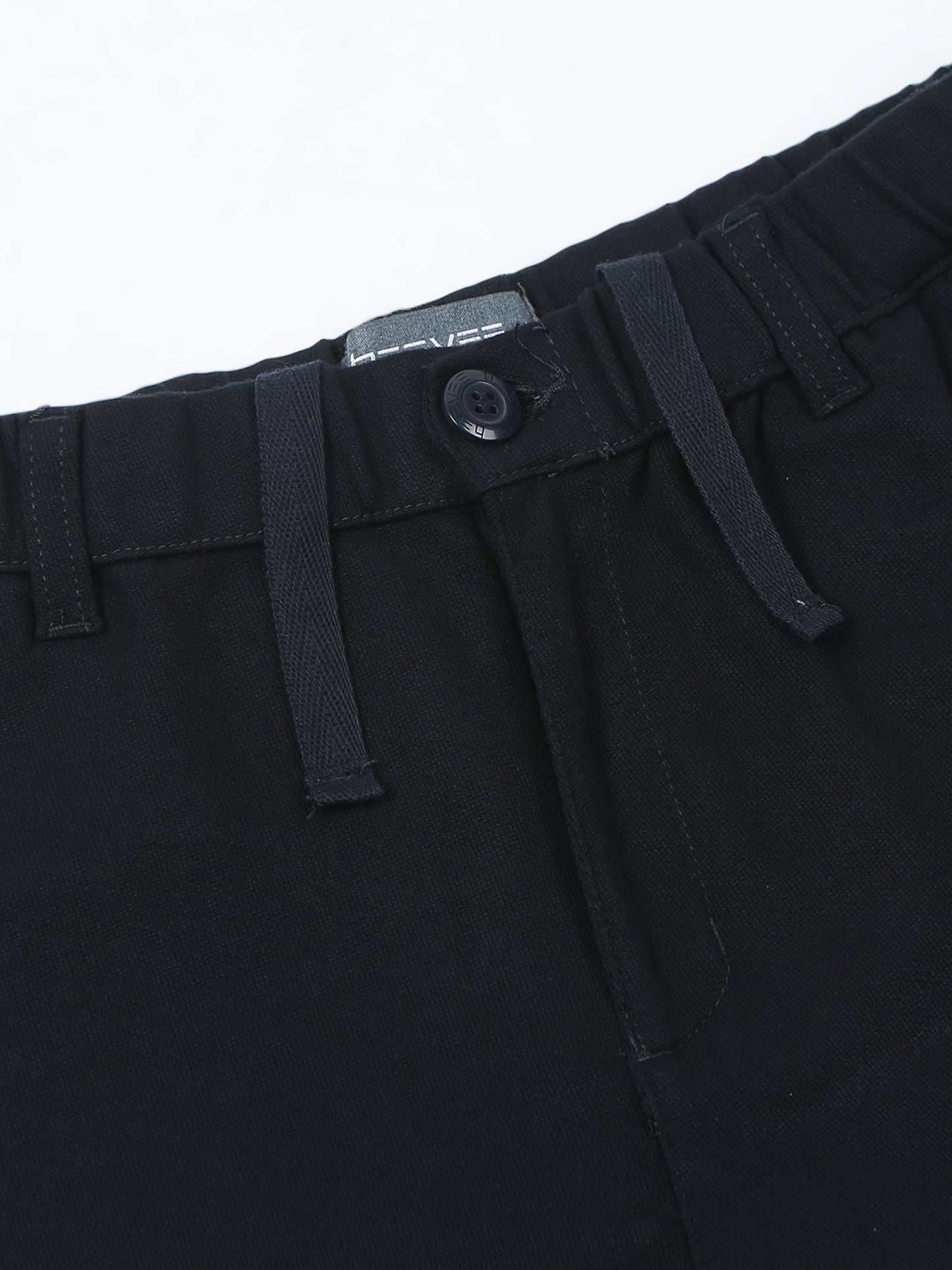 Structred Fabric Zip Pocket Stretchable Navy Shorts