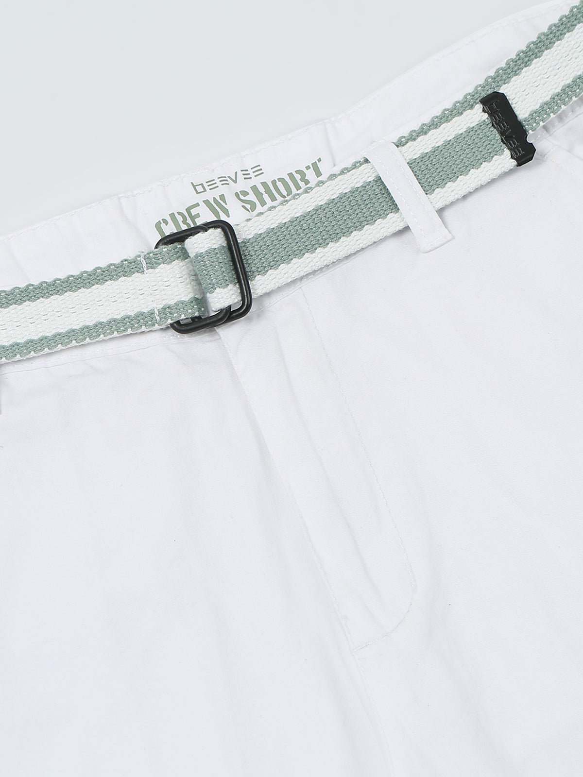 BEEVEE Men's White Regular Fit Solid Shorts