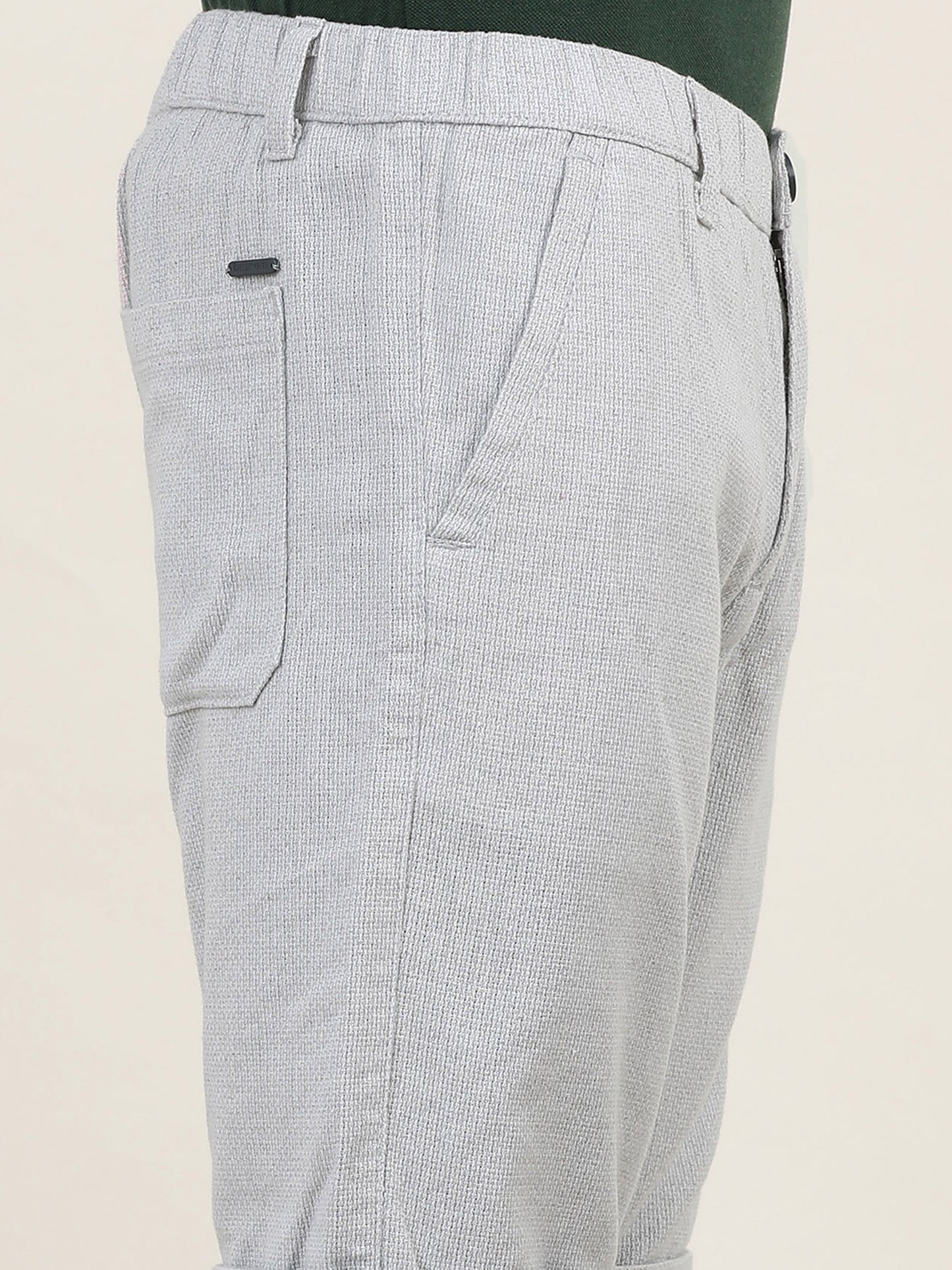 Yarn Dyed Elasticated Waist Beige Shorts