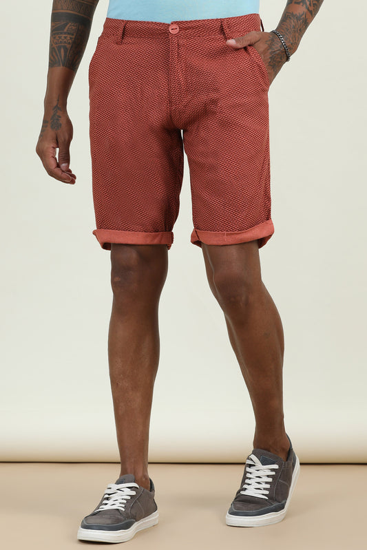 Printed Linen Rust Shorts