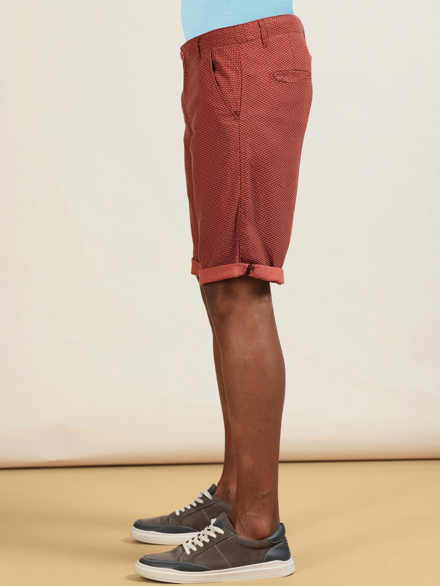 Printed Linen Rust Shorts