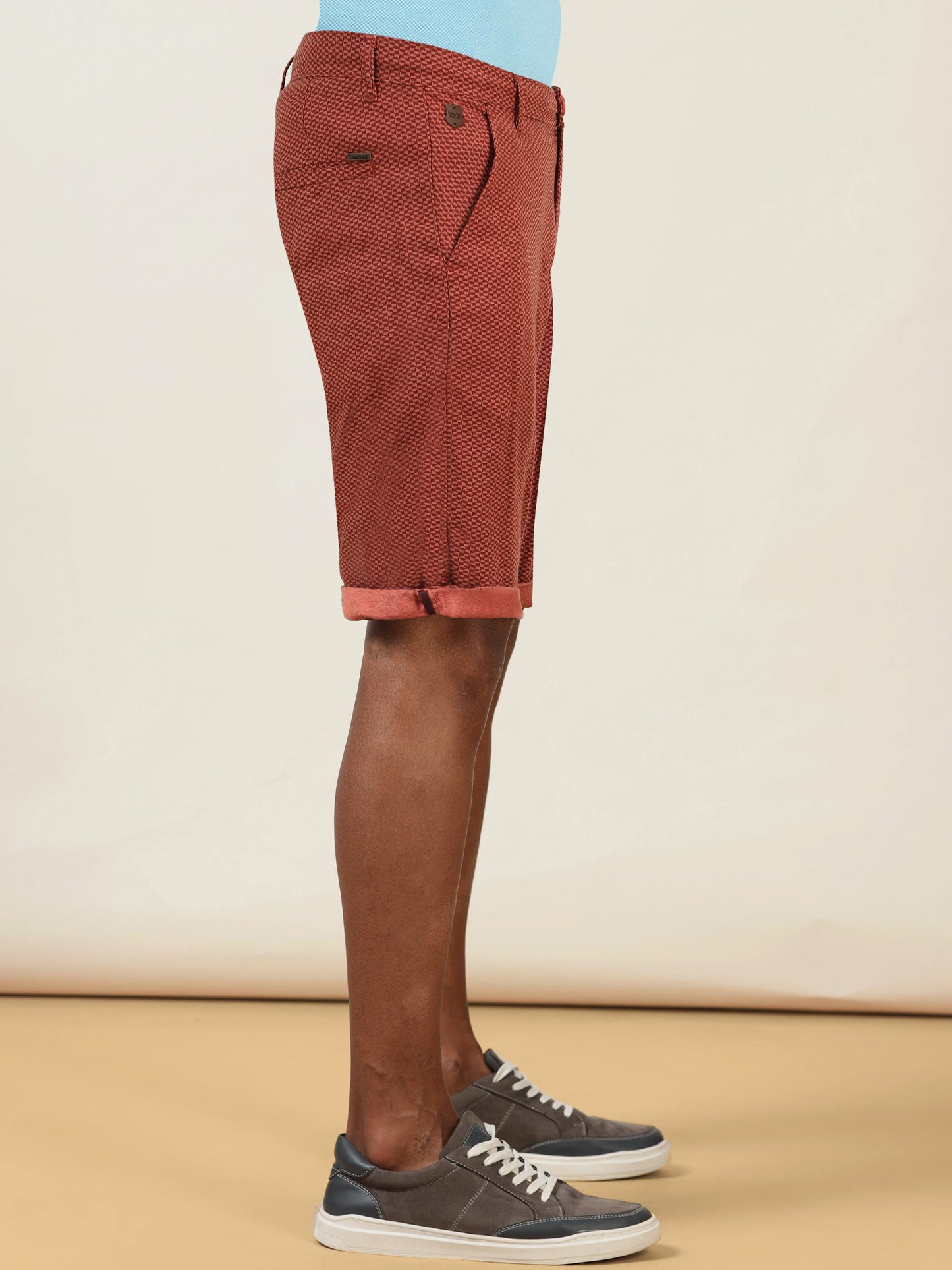 Printed Linen Rust Shorts