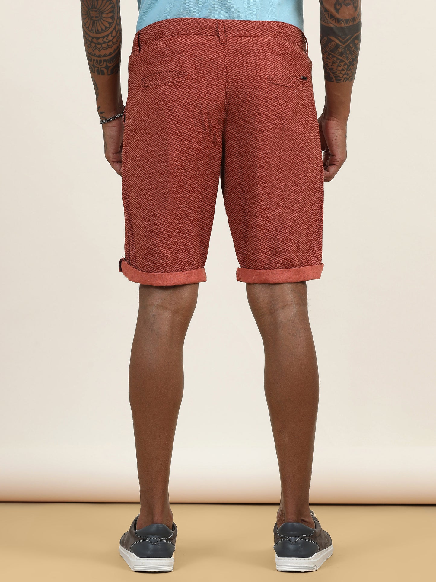 Printed Linen Rust Shorts