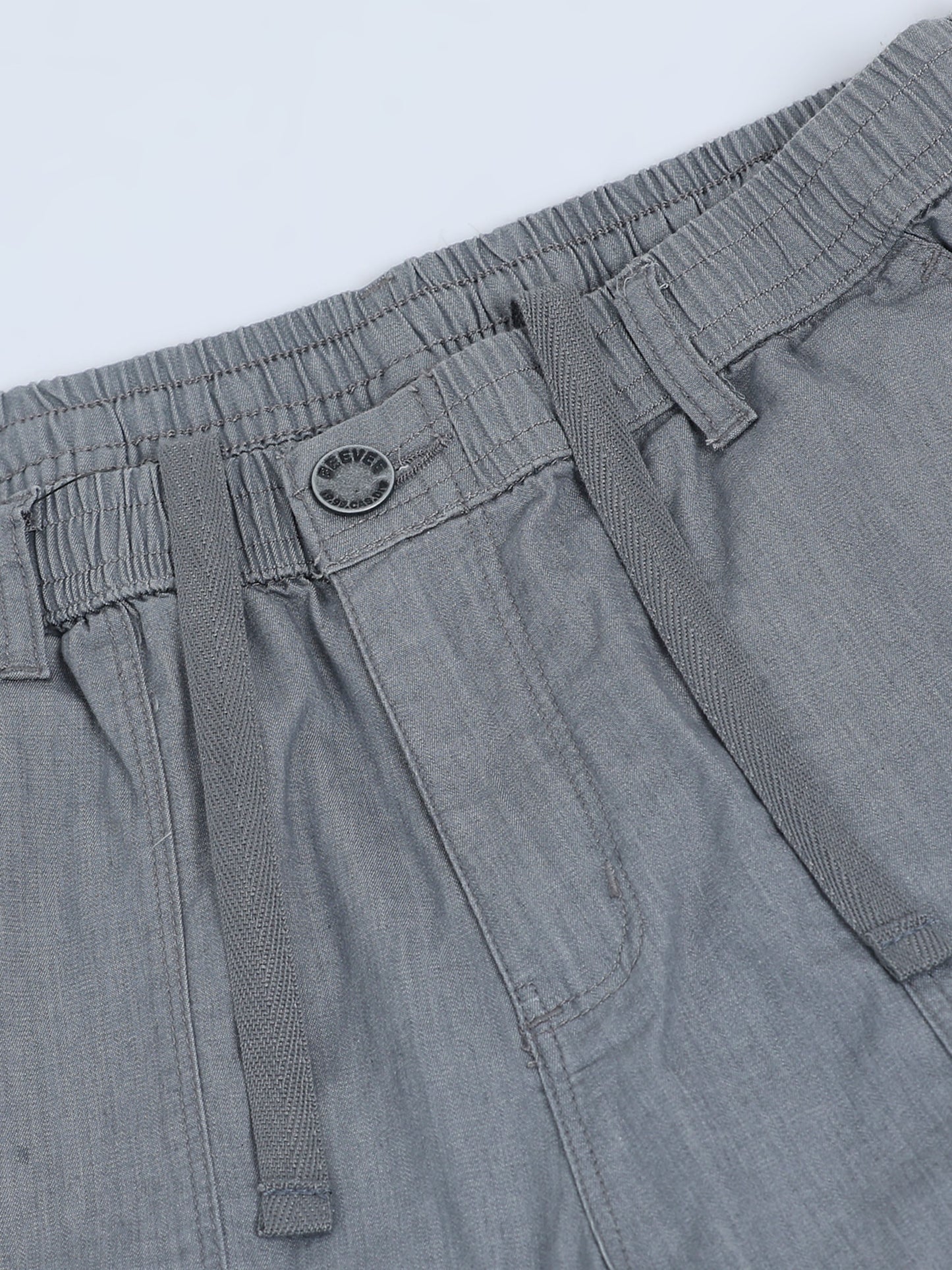 Men's Light Grey Solid Cotton Lycra Mid-Rise Casual Shorts