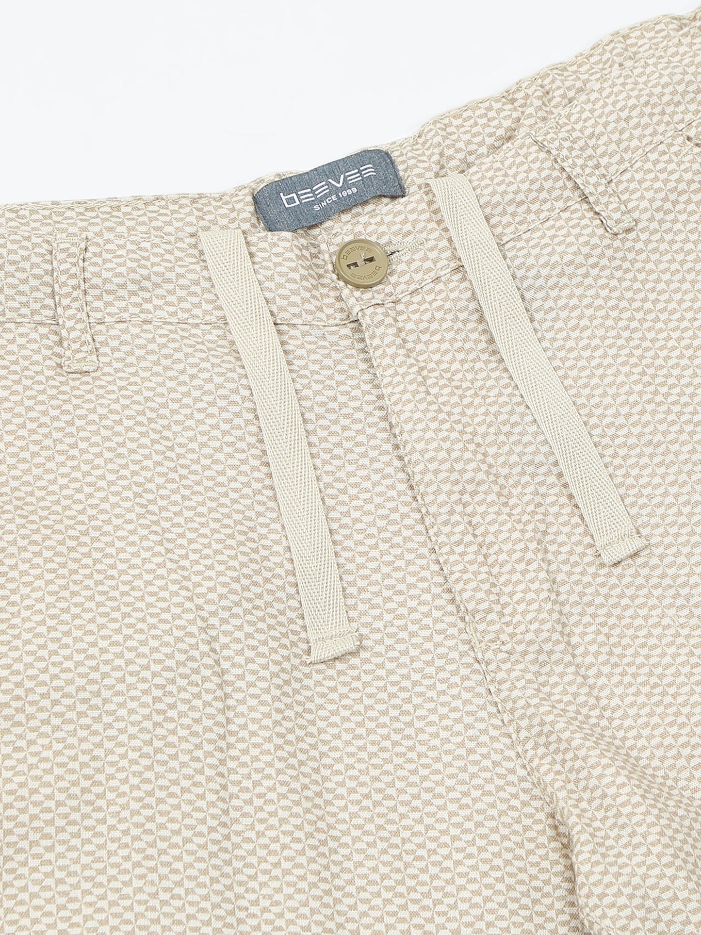 Printed Linen Beige Shorts
