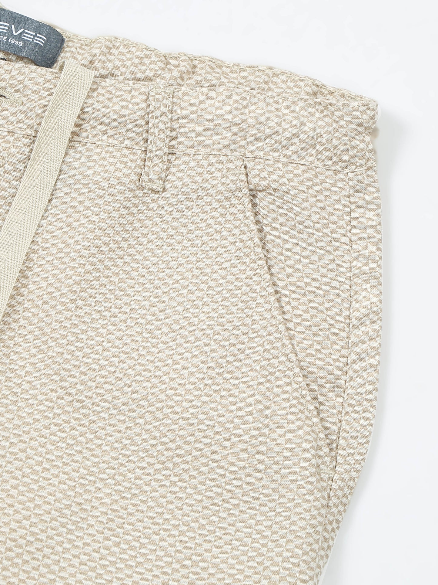Printed Linen Beige Shorts