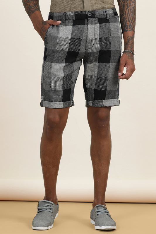 Elasticated Waist Multi Color Yarn Dyed Check Shorts