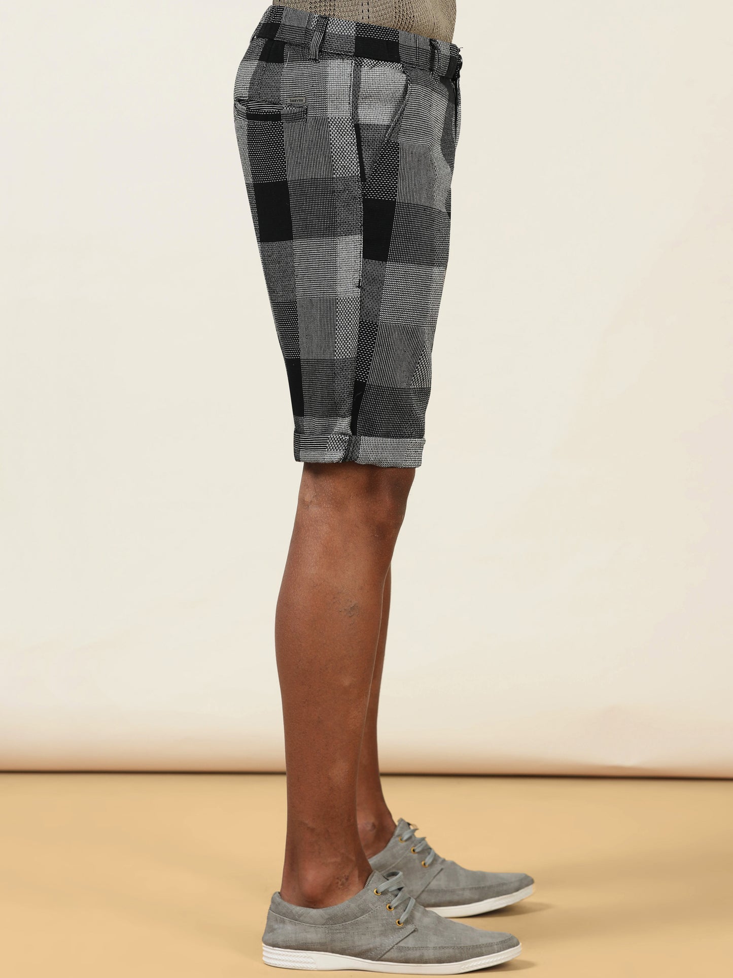 Elasticated Waist Multi Color Yarn Dyed Check Shorts