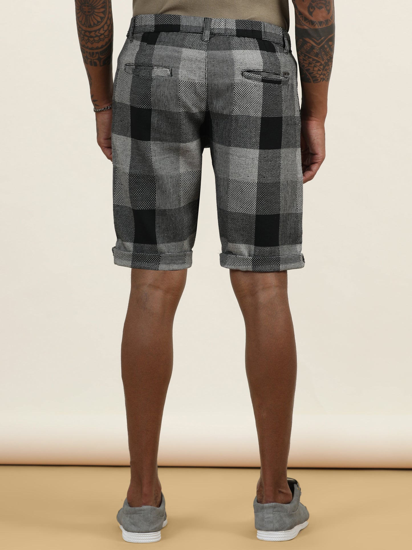 Elasticated Waist Multi Color Yarn Dyed Check Shorts