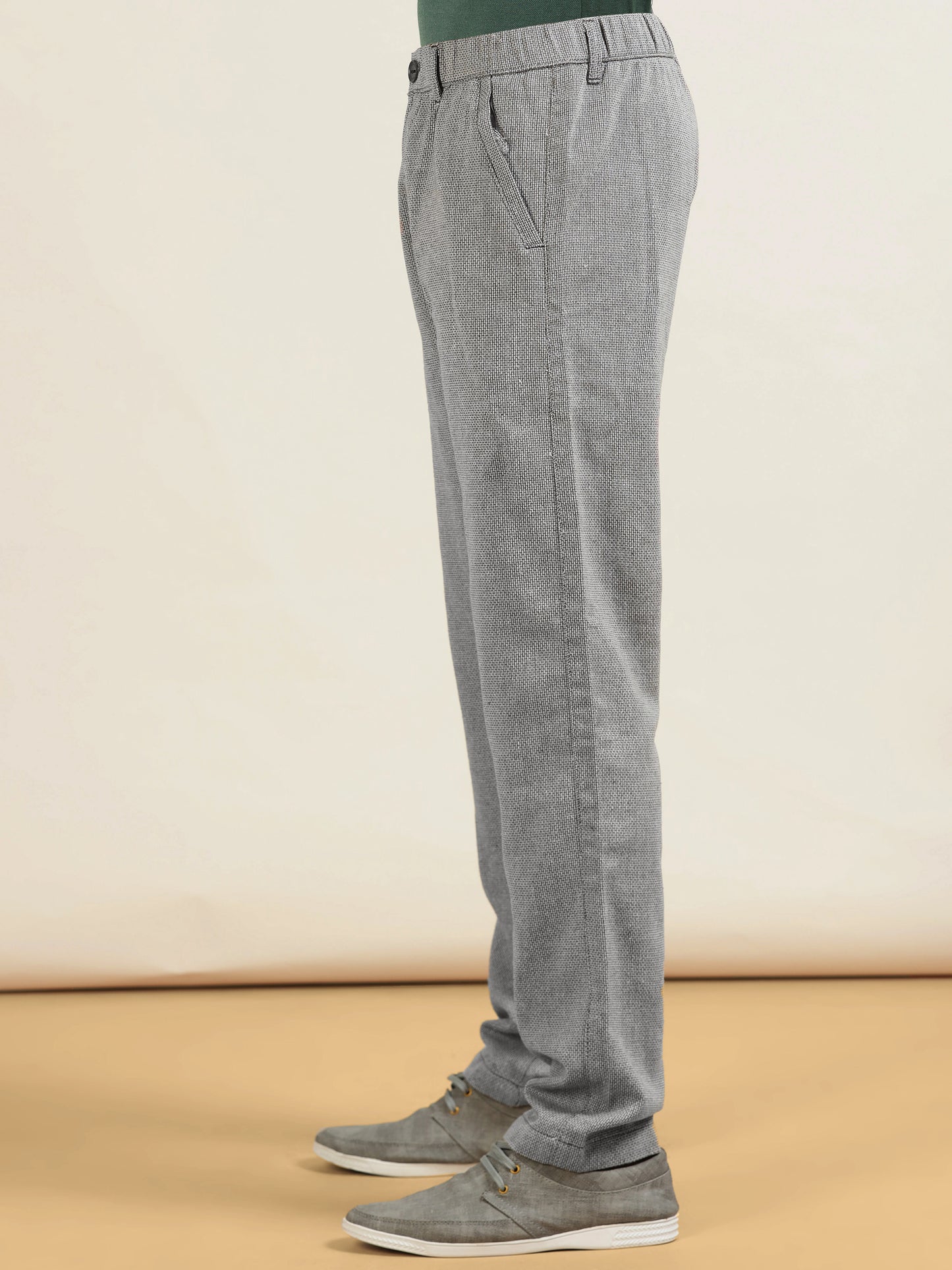 Yarn Dyed Elasticated  Waist Zip Pocket Olive Lounge Pants