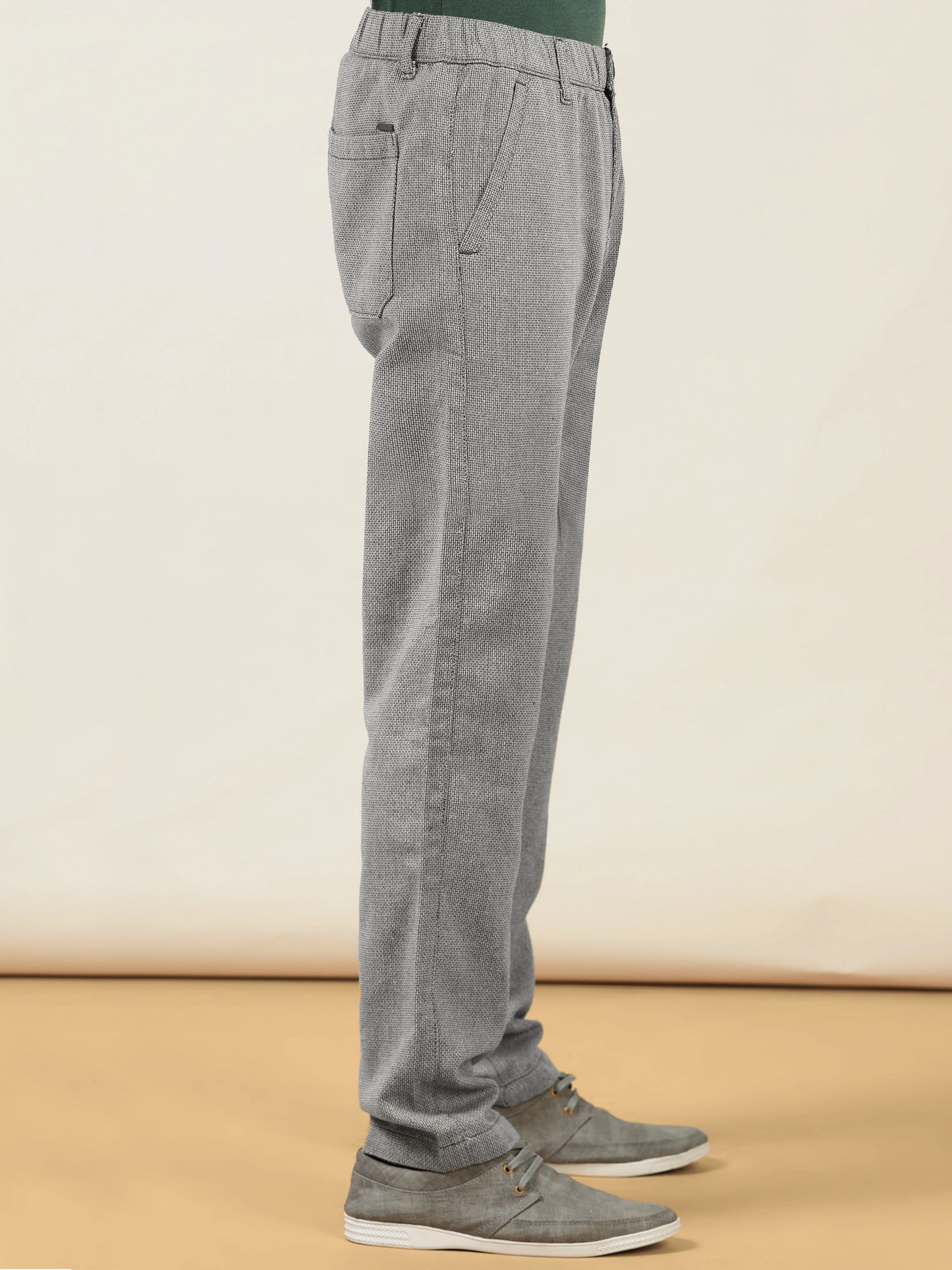 Yarn Dyed Elasticated  Waist Zip Pocket Olive Lounge Pants