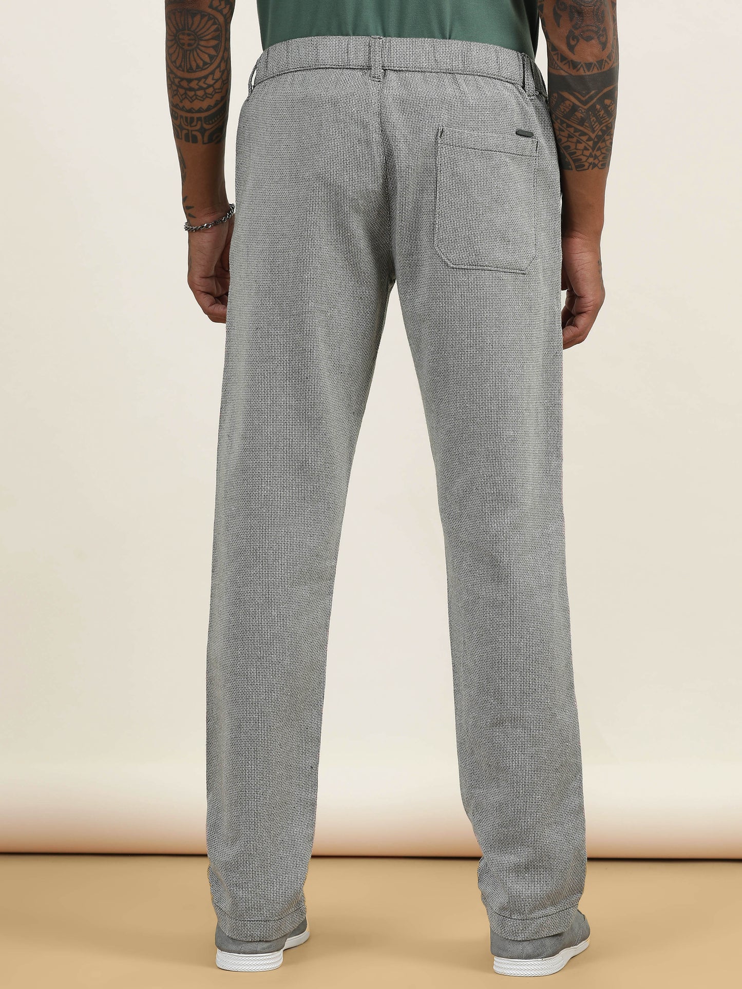 Yarn Dyed Elasticated  Waist Zip Pocket Olive Lounge Pants