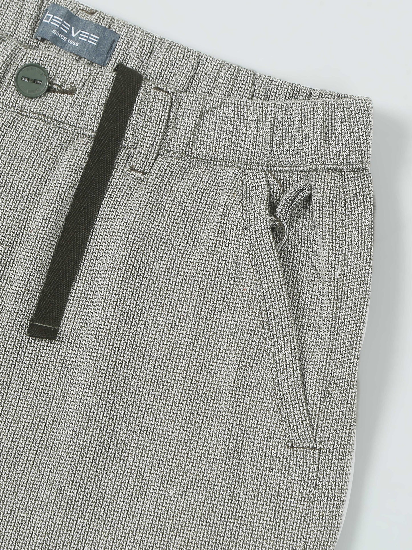Yarn Dyed Elasticated  Waist Zip Pocket Olive Lounge Pants