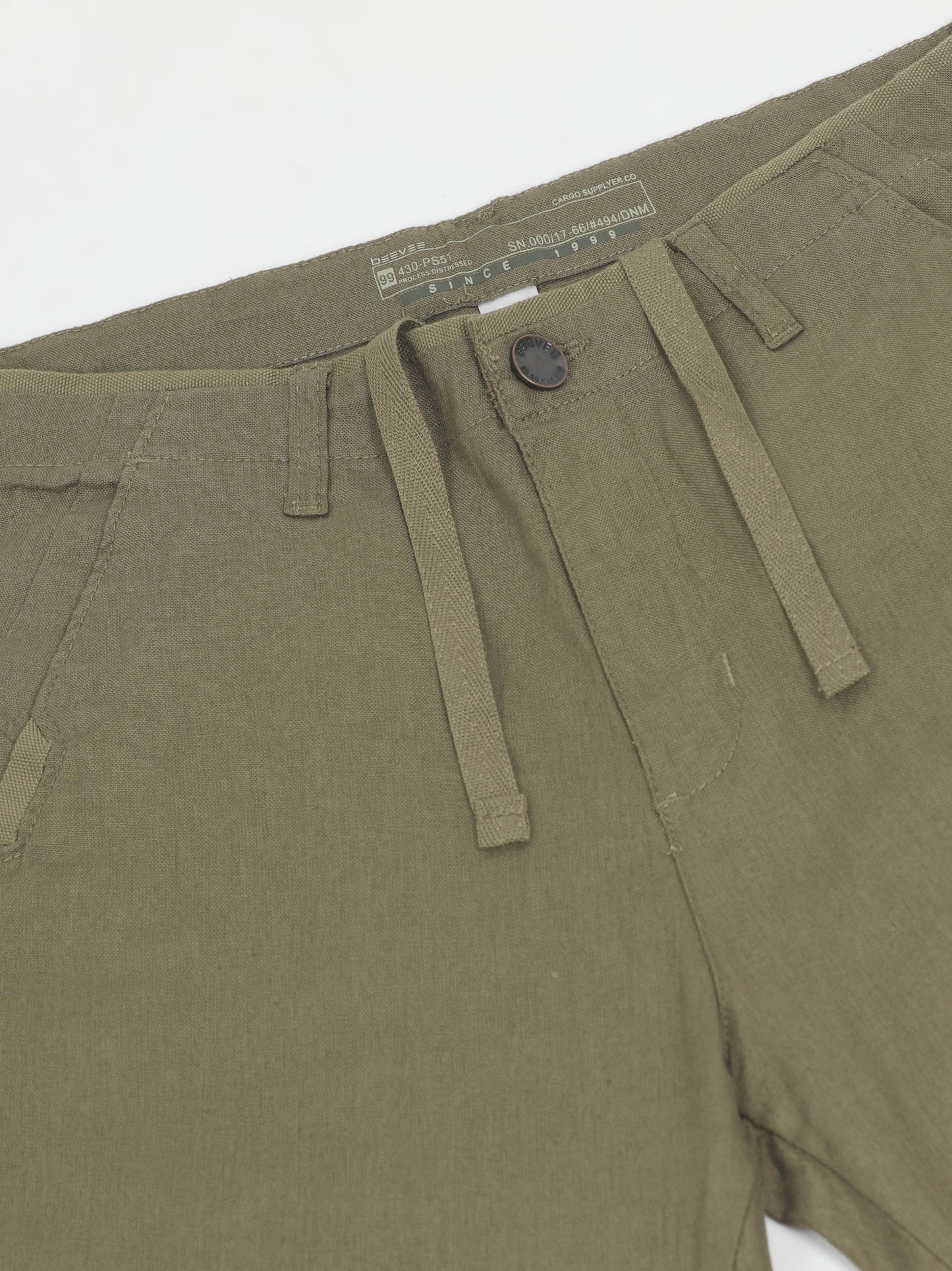 Cross Pocket Olive Shorts with Metal Button