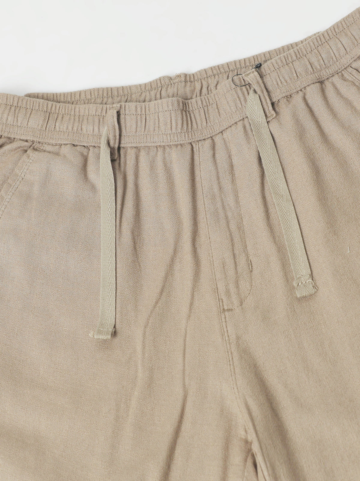 Men's Beige Solid Cotton Lycra Mid-Rise Casual Shorts