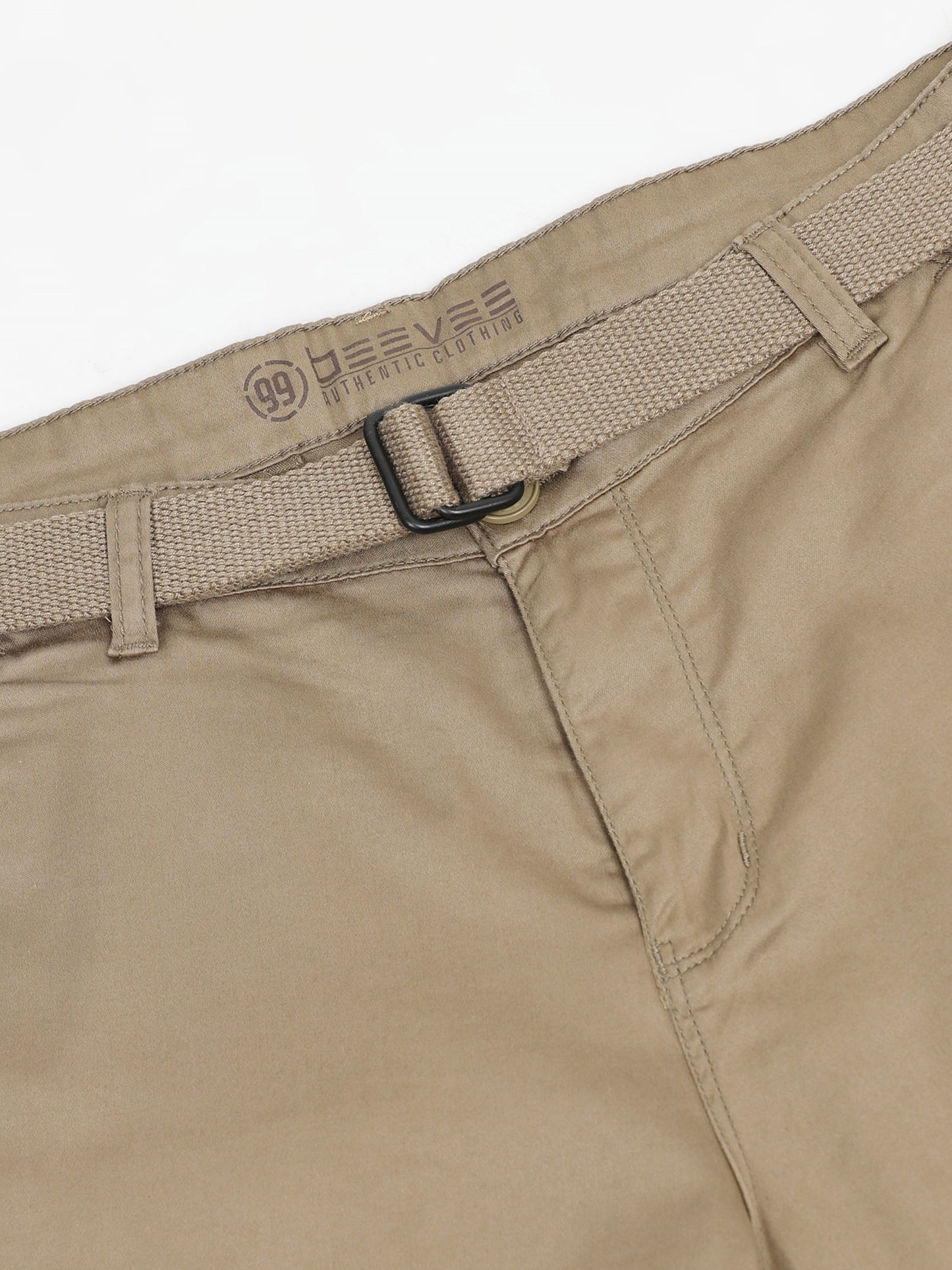 Men's Mud Solid Cotton Lycra Mid-Rise Casual Shorts