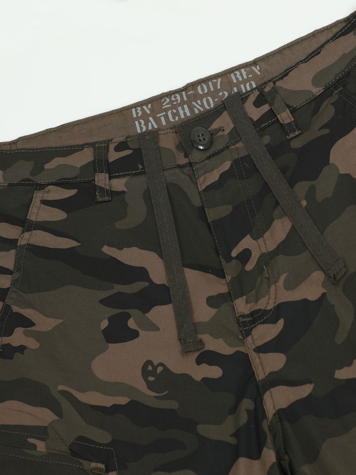 Grey Cargo Shorts with Camo Print