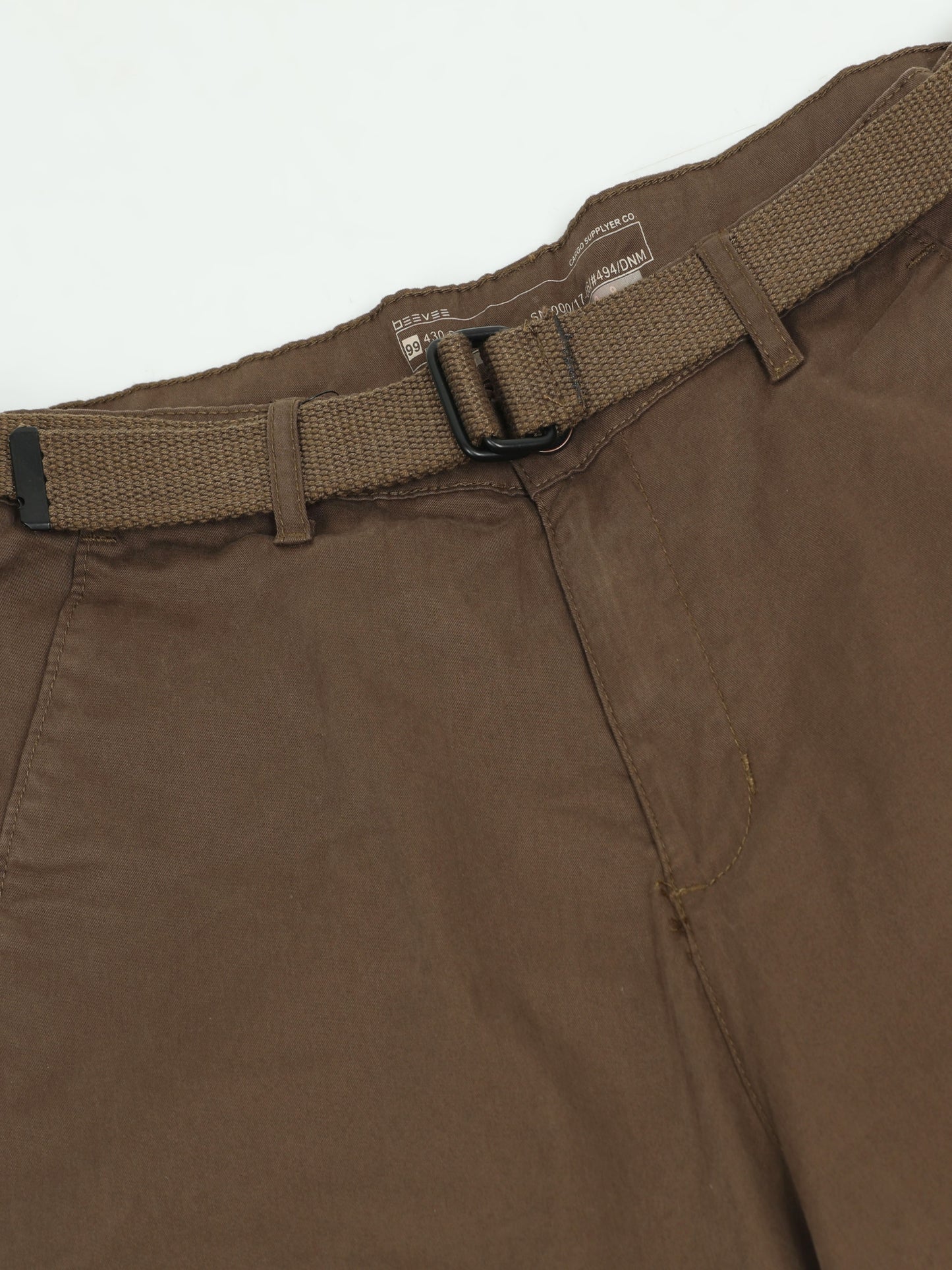 Cross Pocket Brown Shorts with Belt