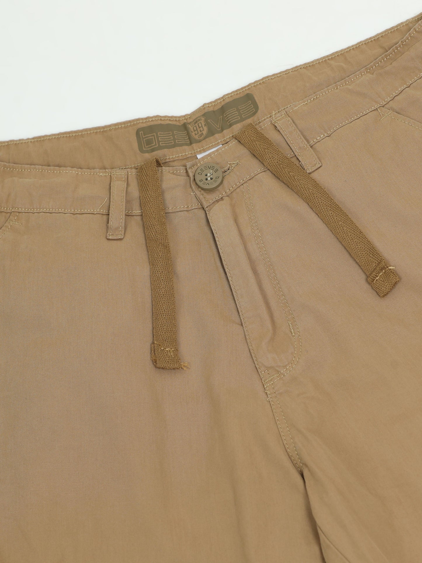 Cotton Khaki Cargo Shorts with Cross Pocket