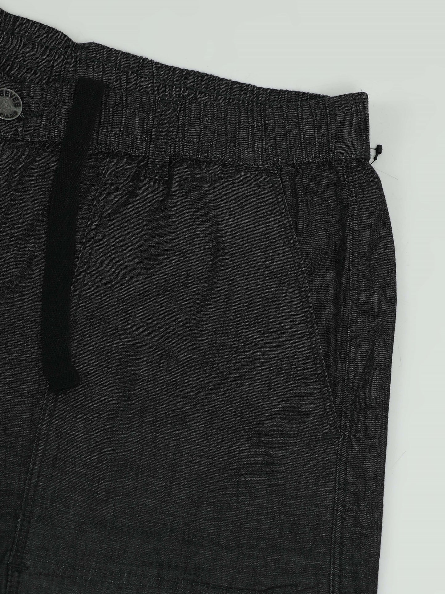 Men's Black Solid Cotton Lycra Mid-Rise Casual Shorts
