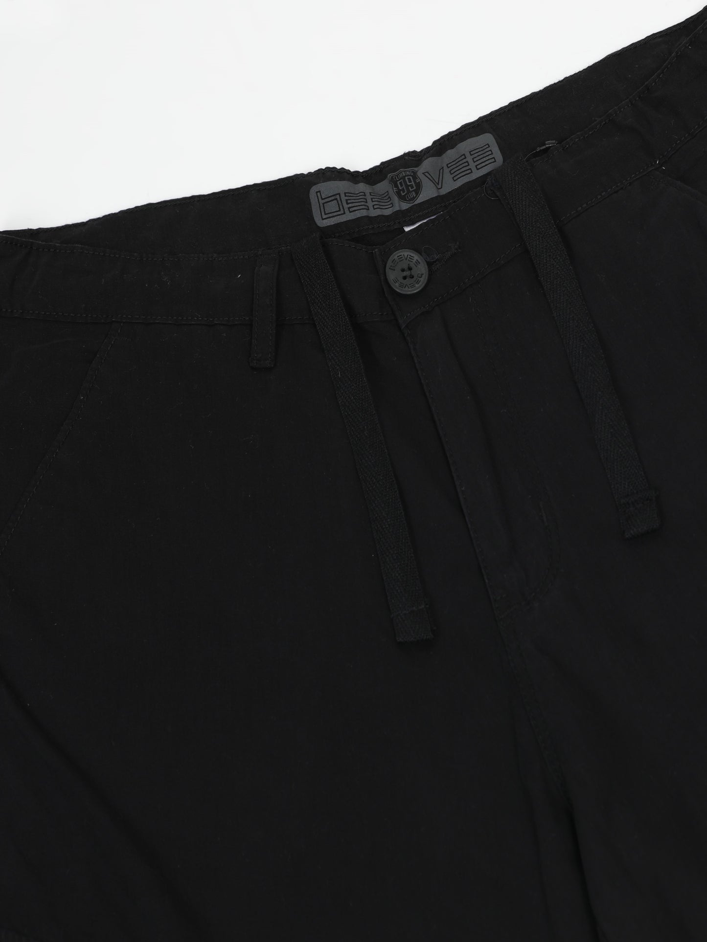 Cotton Black Cargo Shorts with Cross Pocket