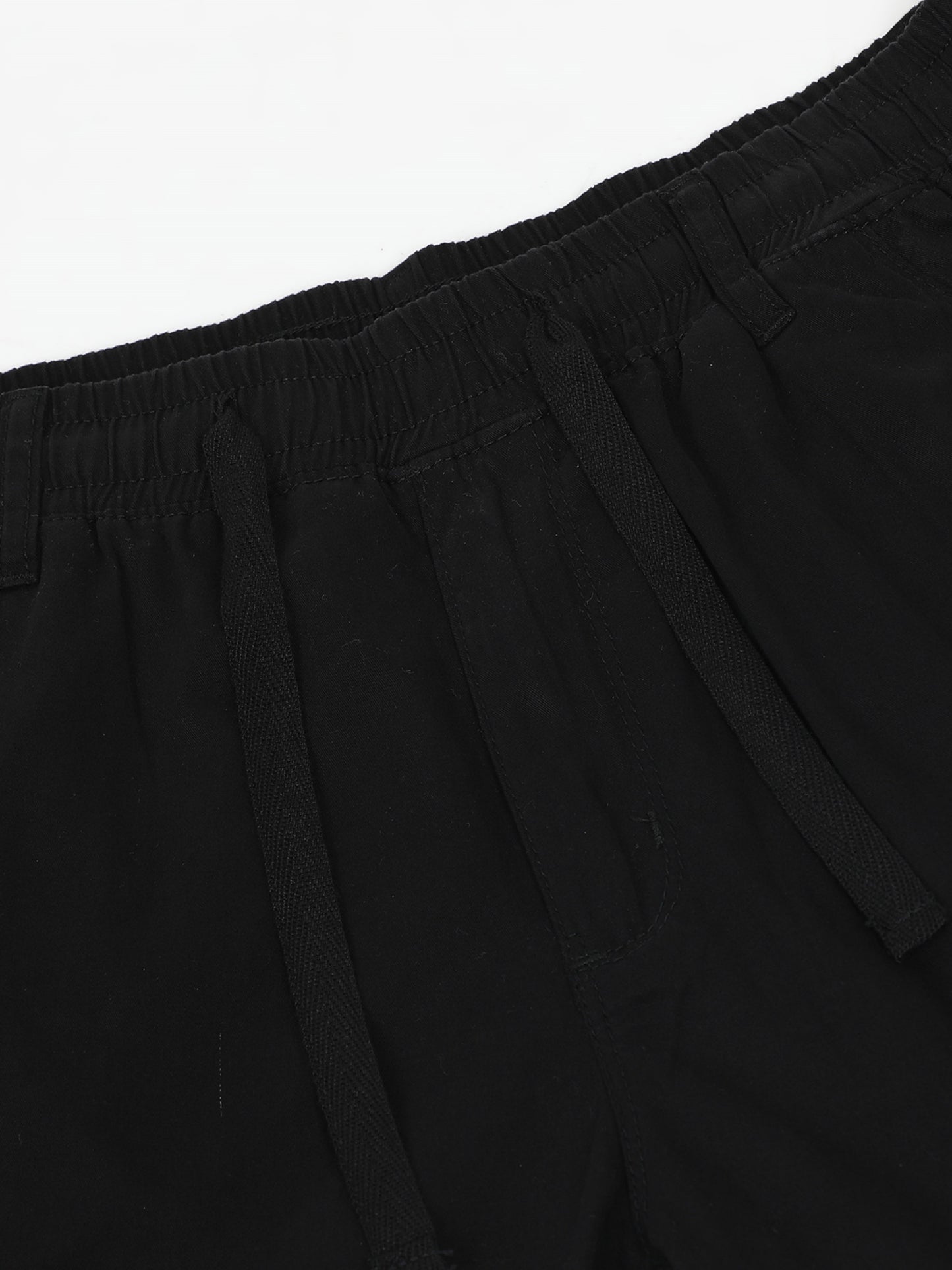 Black Cotton Solid Shorts
