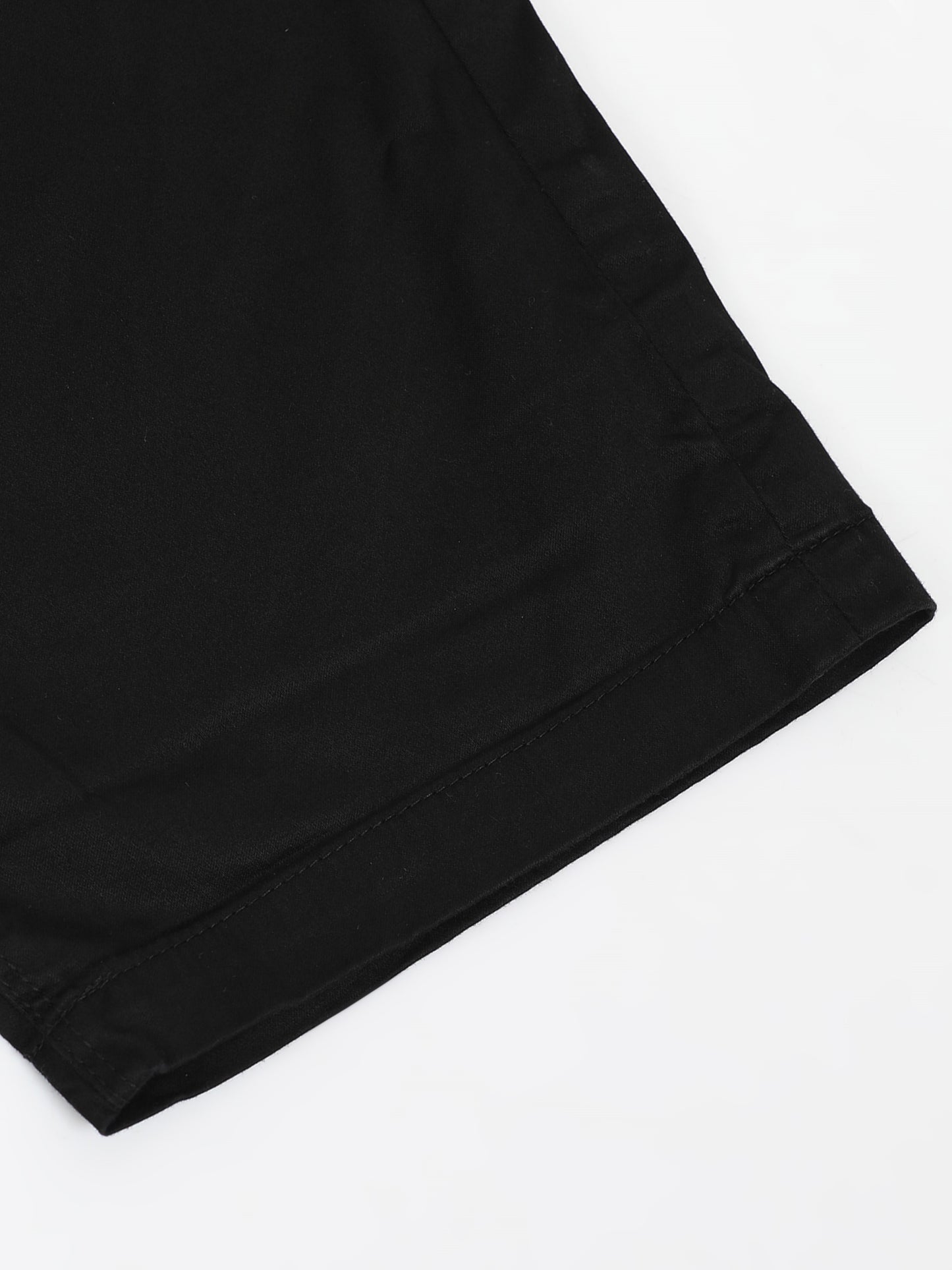 Men's Black Solid Cotton Lycra Mid-Rise Casual Shorts