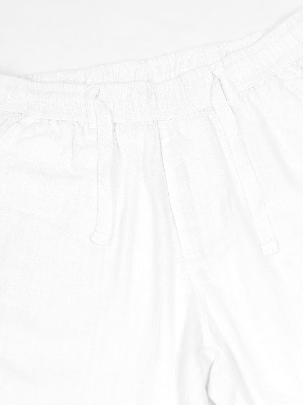 Men's White Solid Cotton Lycra Mid-Rise Casual Shorts