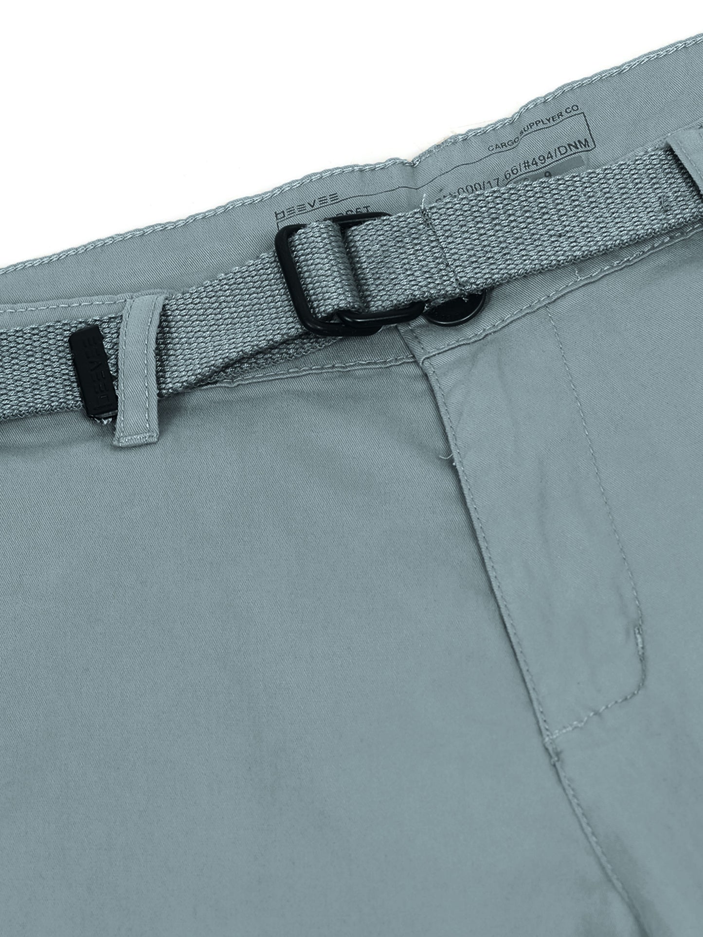 Cross Pocket St Grey Shorts with Belt