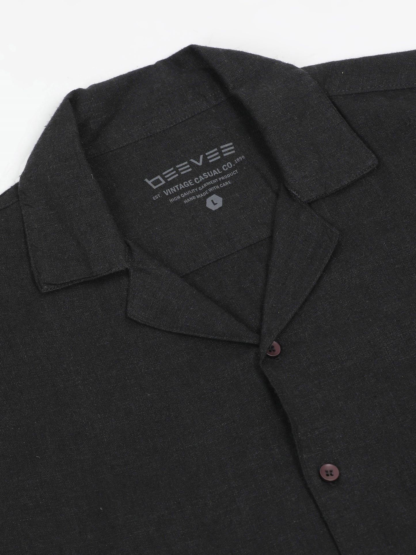 Cotton Viscose Linen Blend Black Cord Set