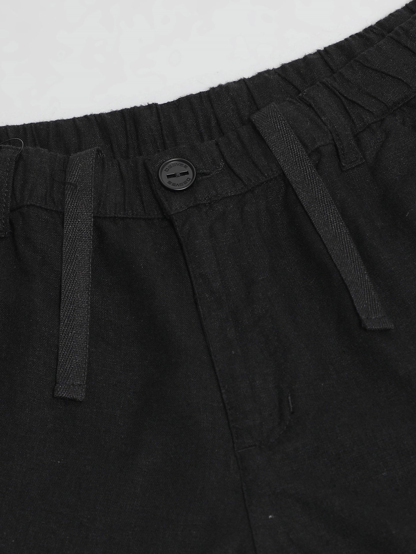 Cotton Viscose Linen Blend Black Cord Set