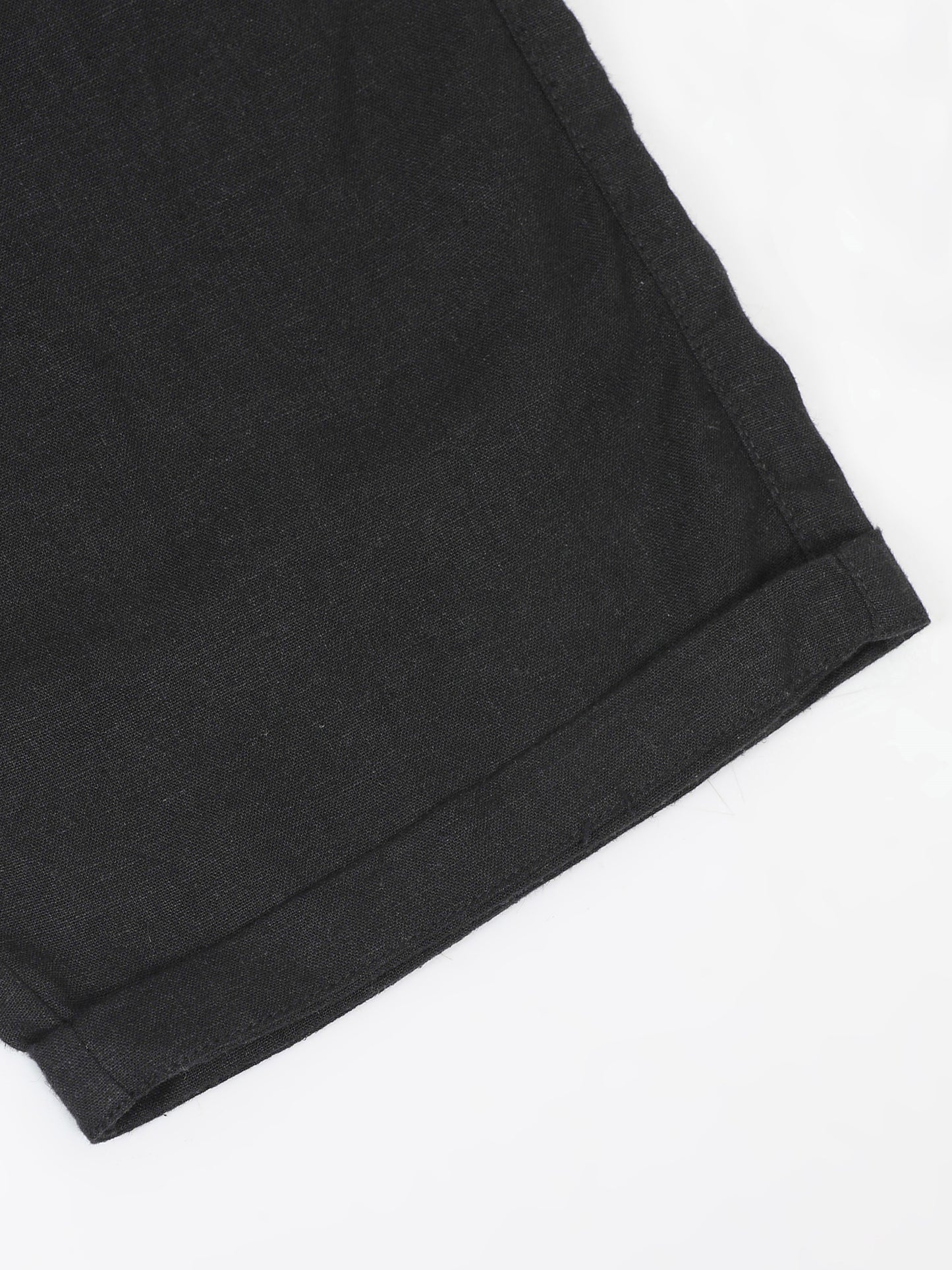 Cotton Viscose Linen Blend Black Cord Set