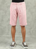 Structred Fabric Zip Pocket Stretchable Pink Shorts