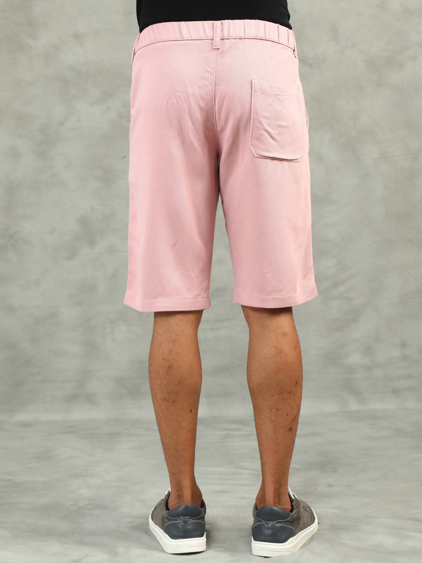 Structred Fabric Zip Pocket Stretchable Pink Shorts
