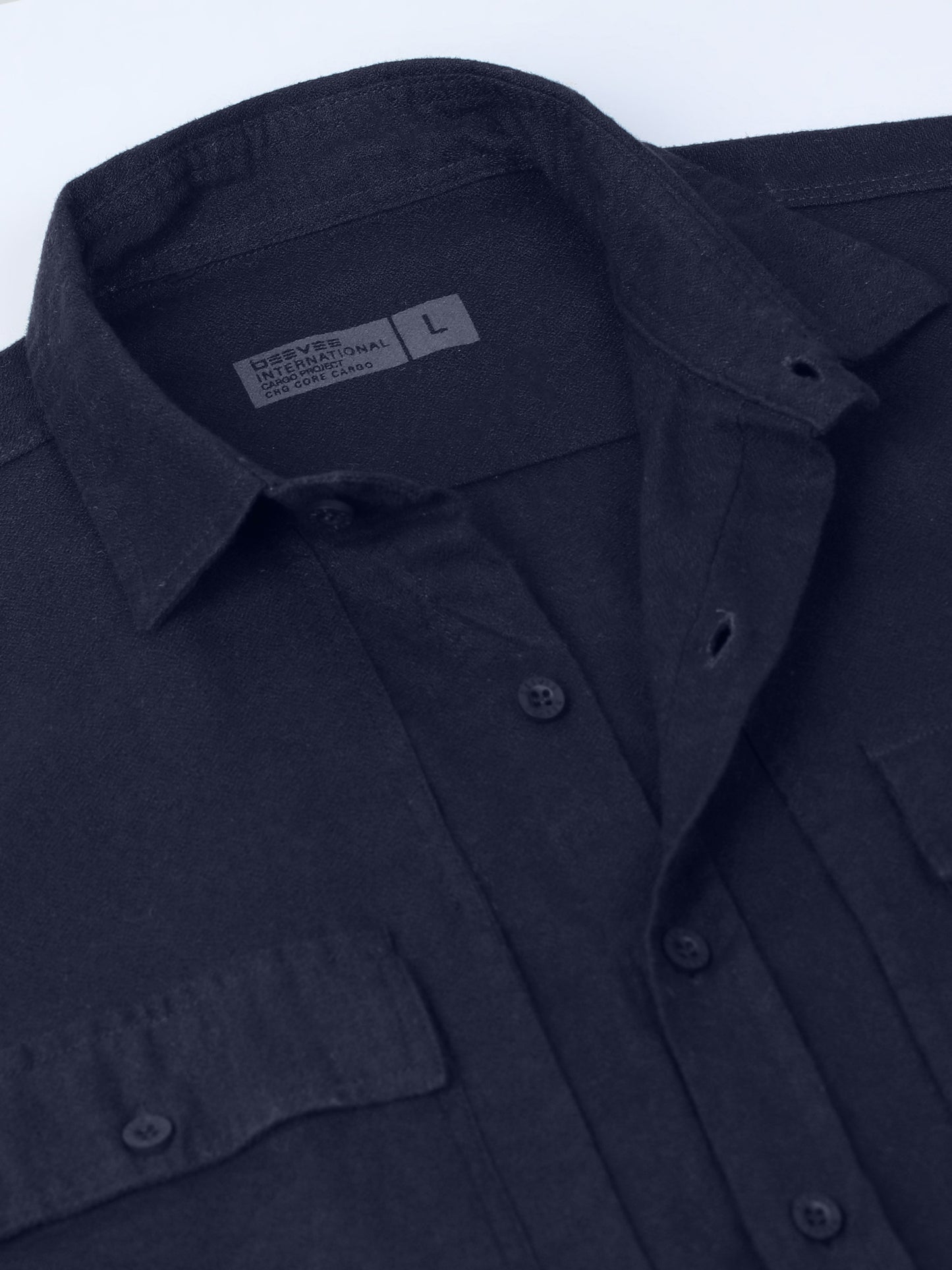 Full Sleeve Double Pocket Navy Shirt