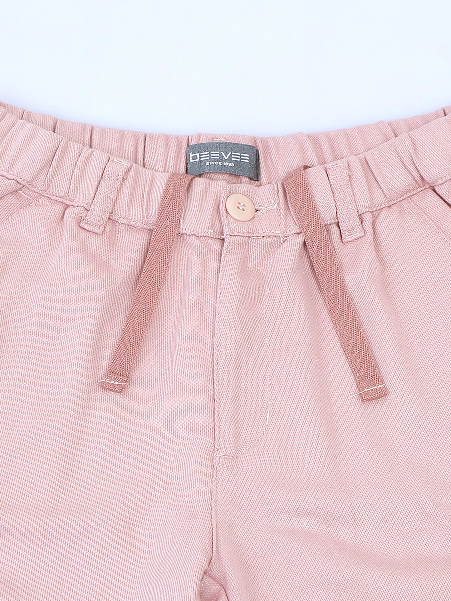 Structred Fabric Zip Pocket Stretchable Pink Shorts