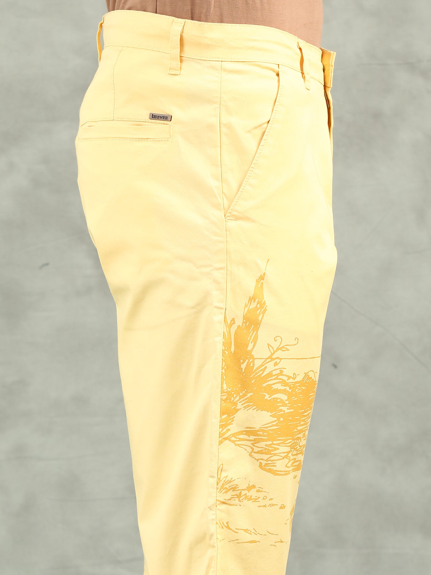Printed Stretchable Yellow Shorts