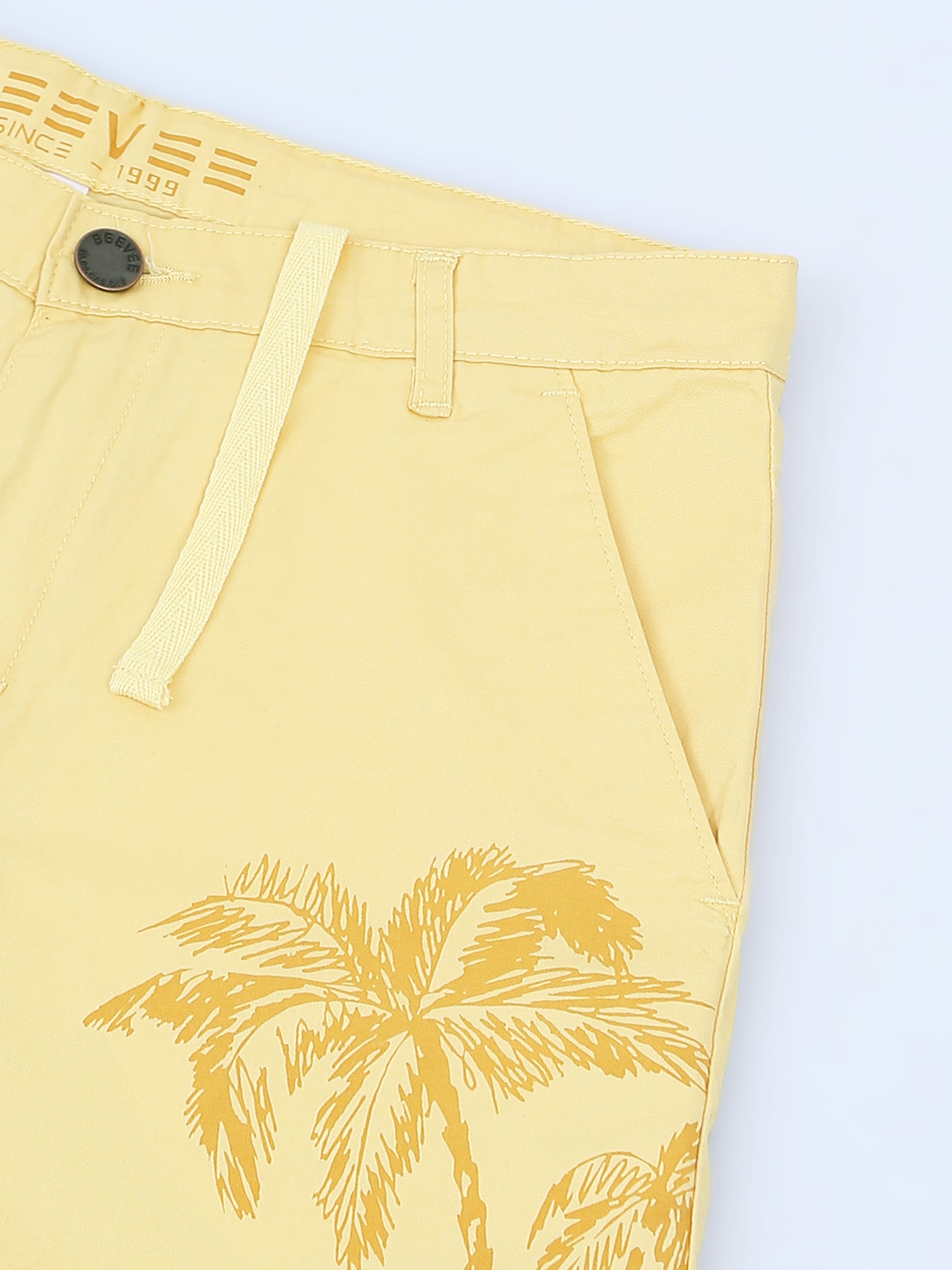 Printed Stretchable Yellow Shorts