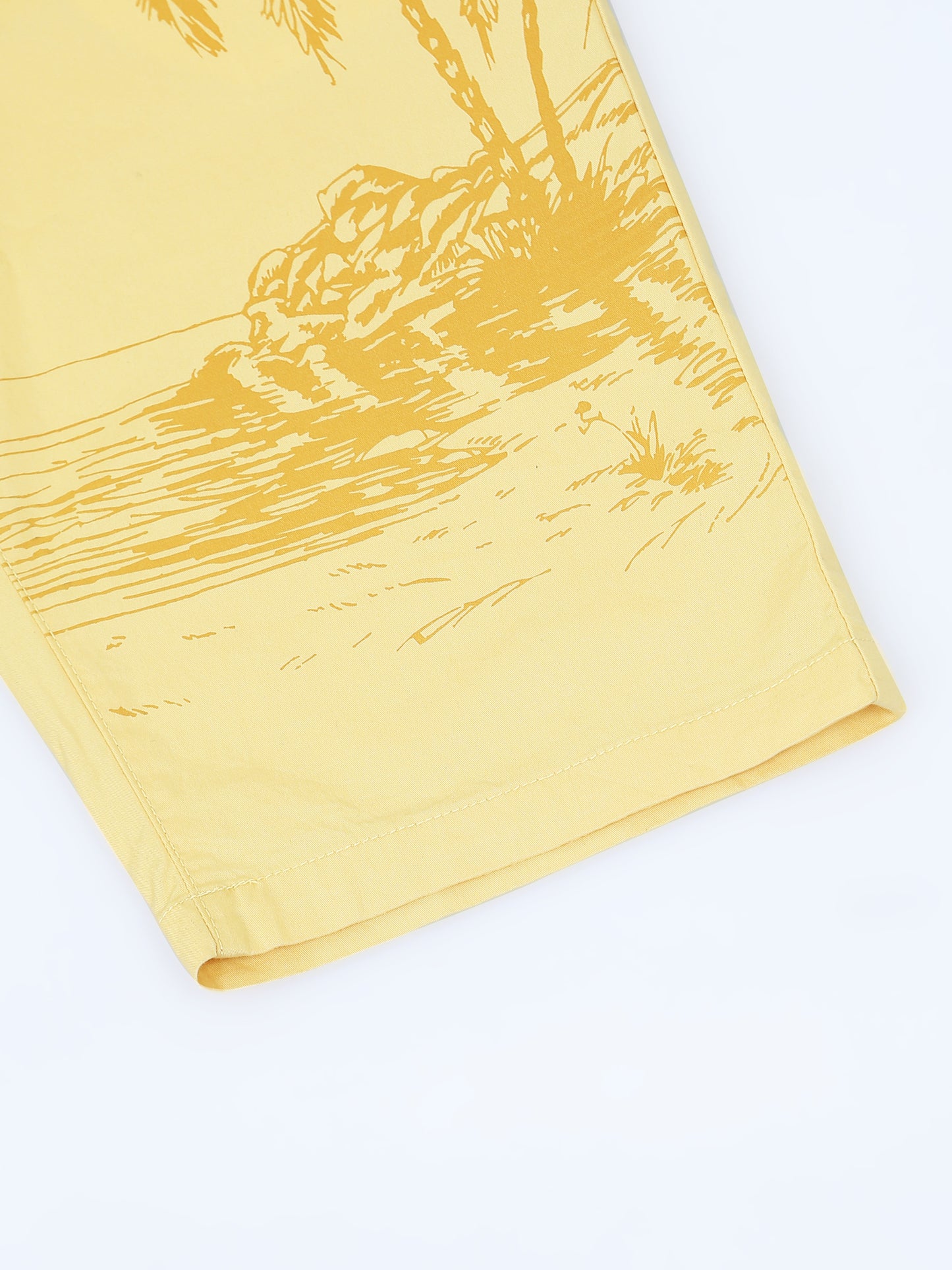 Printed Stretchable Yellow Shorts