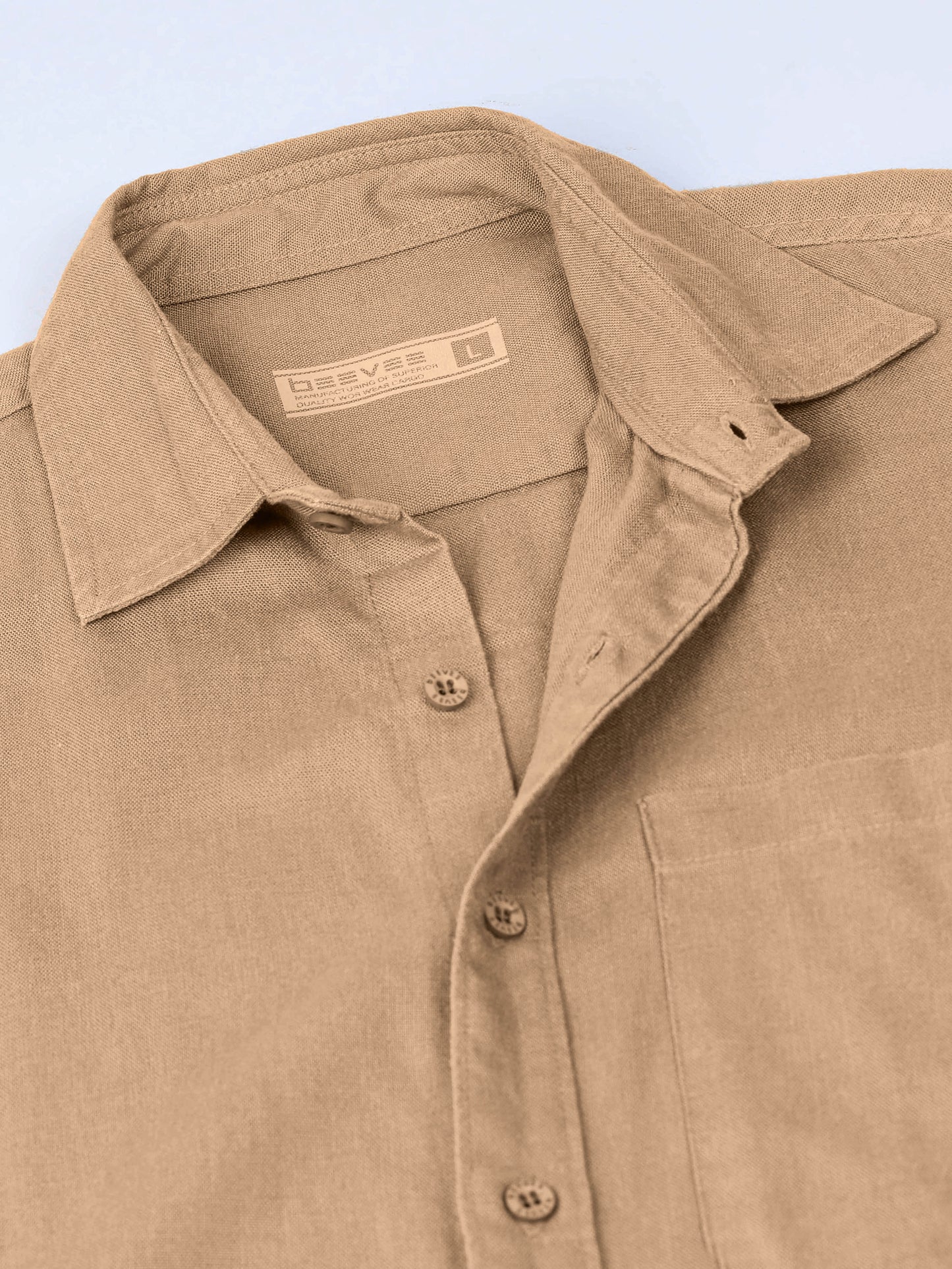 Full Sleeve Single Pocket Khaki Cotton Shirt