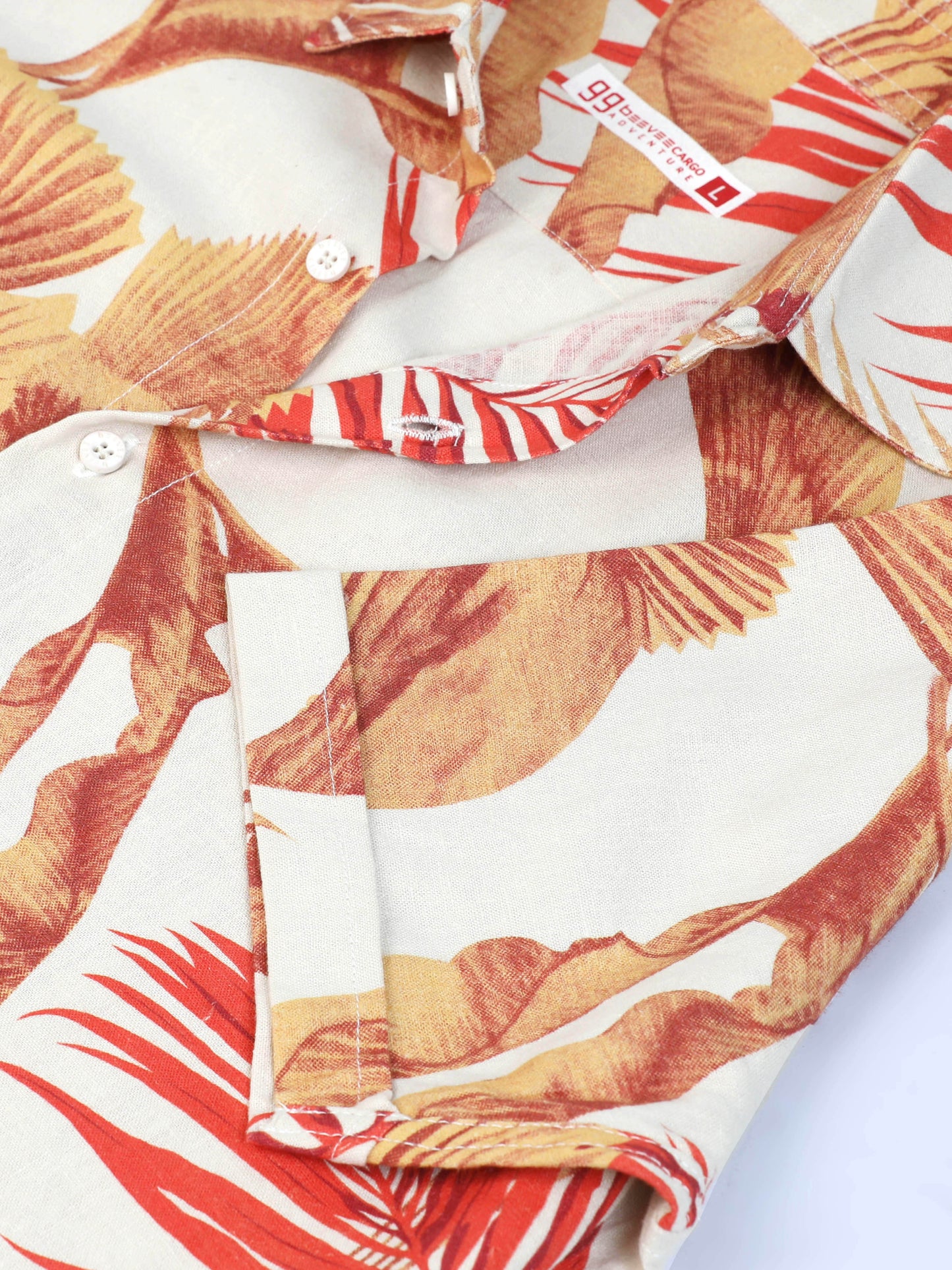 Cotton Floral Printed Beige Casual Shirt