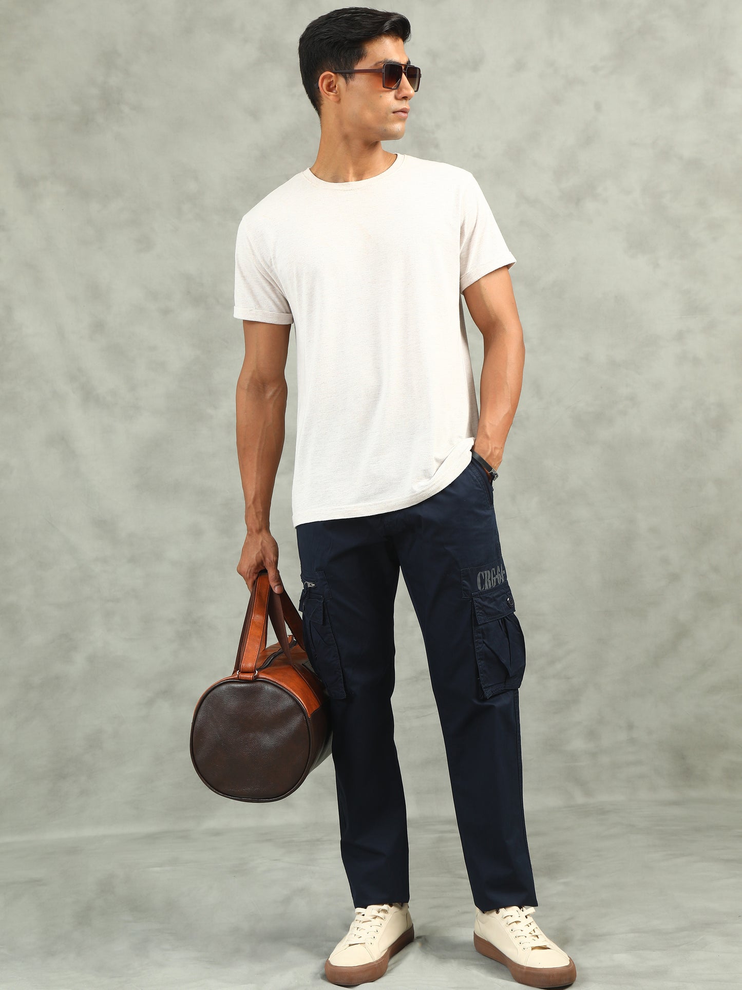 Navy Elasticated Waist Cargo Lounge Pants