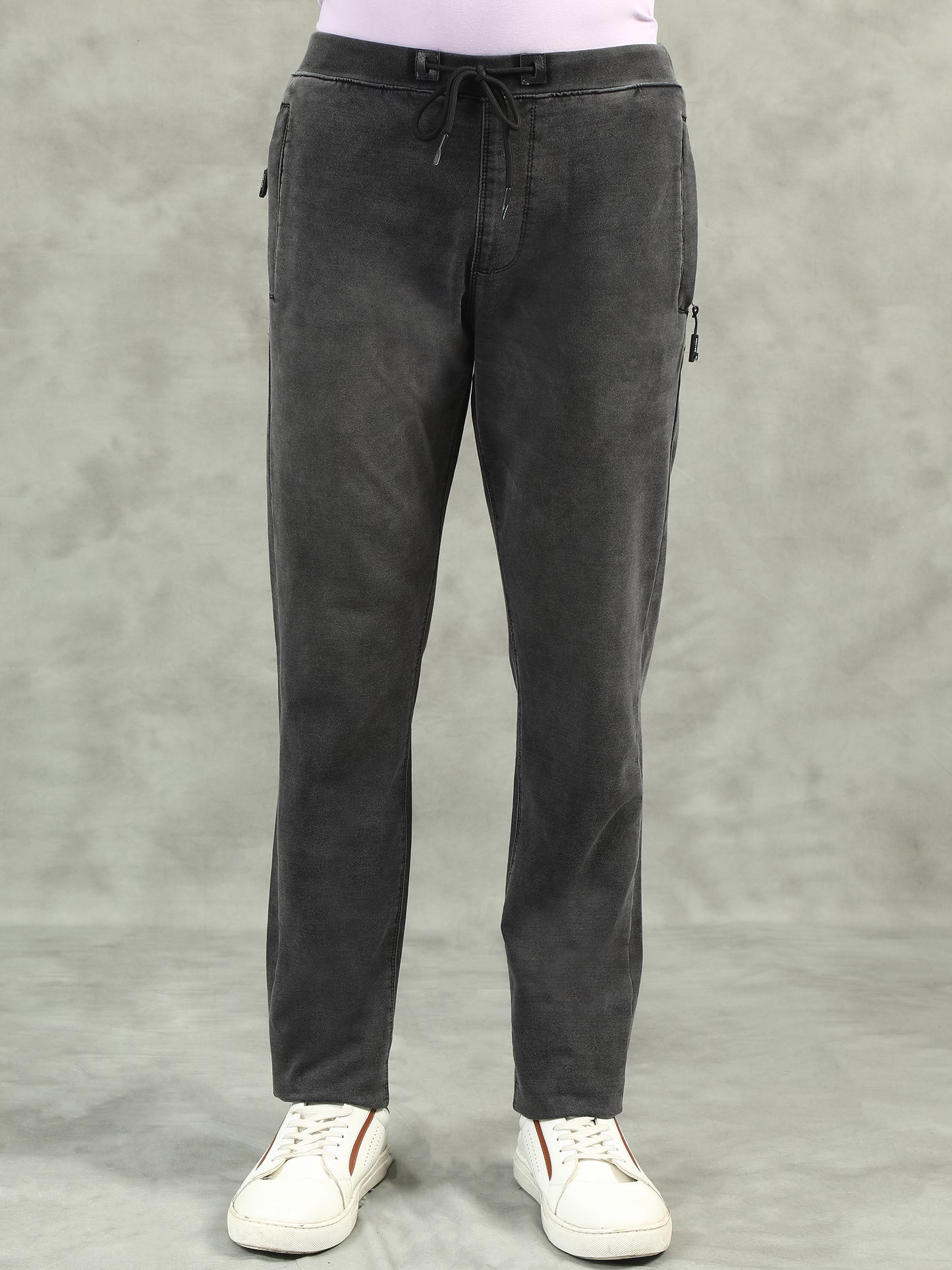 Black Washed Elasticated Knit Denim Lounge Pants